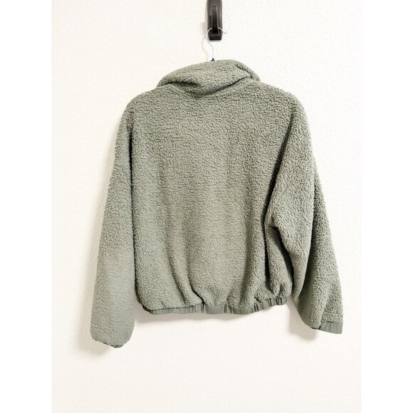 Vuori Womens Cozy Sherpa Jacket Snap Full Zip Cropped Athletic Dusty Pine Small - Picture 4 of 8
